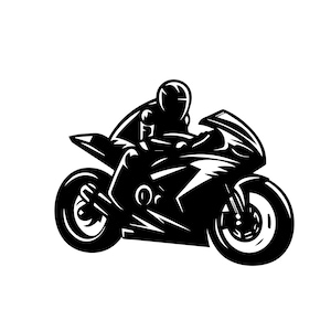 Racing Motorcycle- Rider Biker Vector, Motorbike Helmet Decal Sticker, Silhouette Motorcycle Clipart - Cricut Files Svg,Png,Jpg