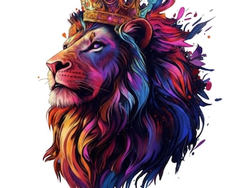 Colourful Majestic lion PNG