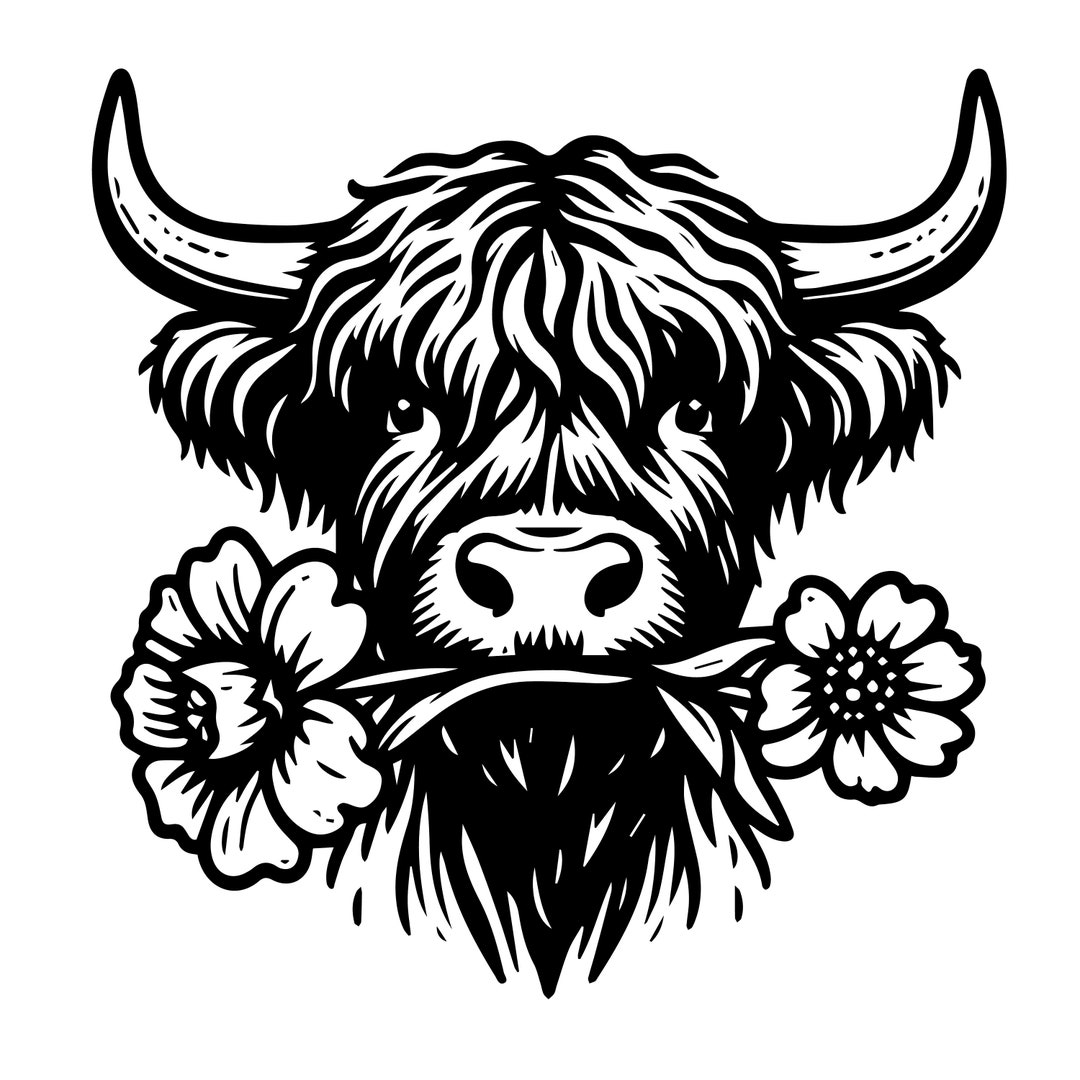 Cute Highland Cow Sitting Svg Png | Highland Cow Svg | Cow Svg | Cute ...