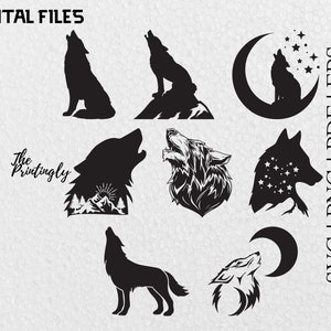 Howling Wolf Svg Bundle, Wolf Svg Bundle, Wolf Svg, Wolves Svg, Wild Animal Svg, Digital Files, Eps