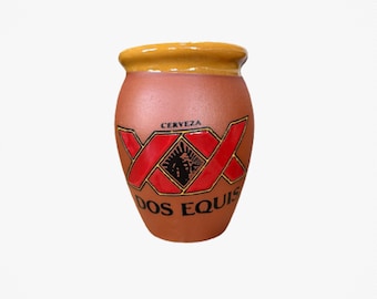 Mr. Jarrito Loco Beer, Grande Cantaritos de Barro, Mexican Hand Painted Pottery, Mexican Clay, Handmade Cup, Mexican Loteria Clay Cantaritos