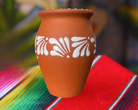 Clay Flower Vase Jarro, Talavera Flower Vase, Brown & White - Etsy