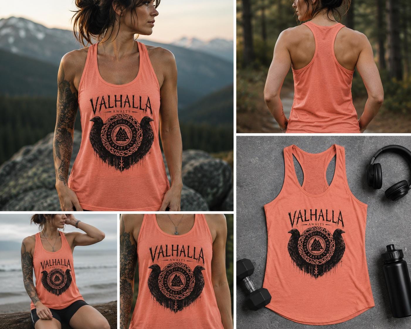 Viking Norse Design Racerback Tank Valhalla Awaits Women's Top