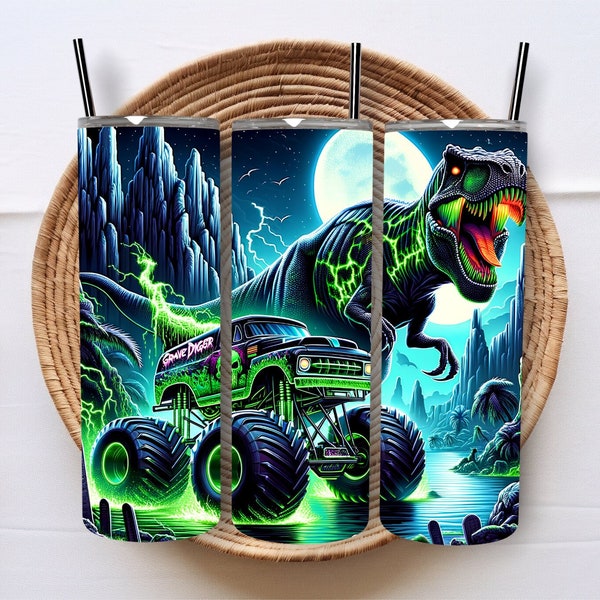 Grave Digger Monster Truck Tumbler Wrap 20 OZ Skinny Tumbler Monster Truck Tumbler Wrap Trucker Tumbler wrap  Monster Truck PNG Download