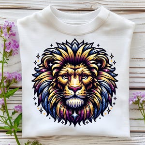 ライオンの顔 PNG 昇華デザイン ライオンの頭 PNG Tシャツデザイン インスタントデジタルダウンロード