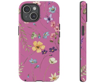 Cute Flower Phone Case - Pink Floral iPhone Case - iPhone 15 14 13 12 11 Pro Max SE X XR XS - Google Pixel 8 Pro Case & Samsung Phone Case