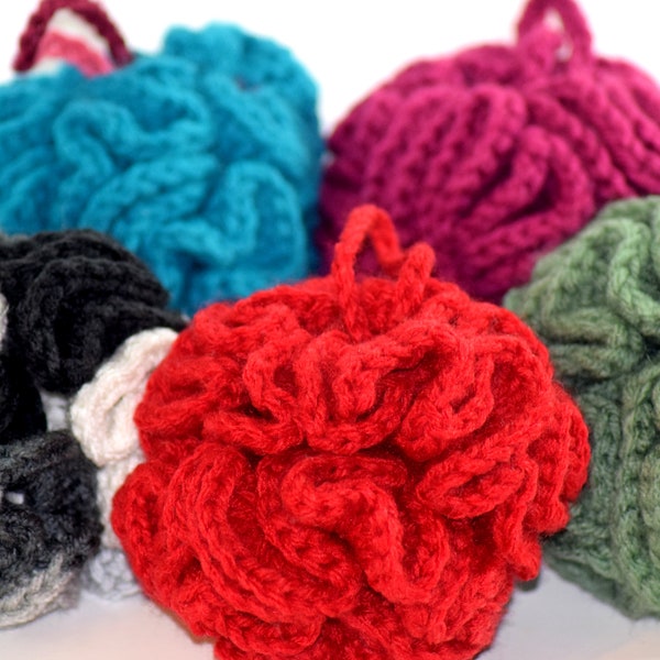 Crochet Bath Pouf | Handmade Bath & Shower Loofah | Puff | Multiple Colors | Eco-friendly | Washable | Bath Accessory | 4 x 4 in