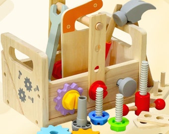 Montessori Children Toy Wooden Toolbox .