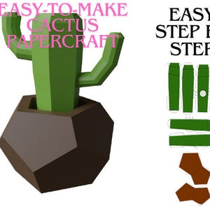 Créations en papier Cactus dans un pot / Un projet parfait / Facile à faire / Créations en papier cactus pdf / Imprimez-le et commencez à fabriquer ! Combinez les nombres !!