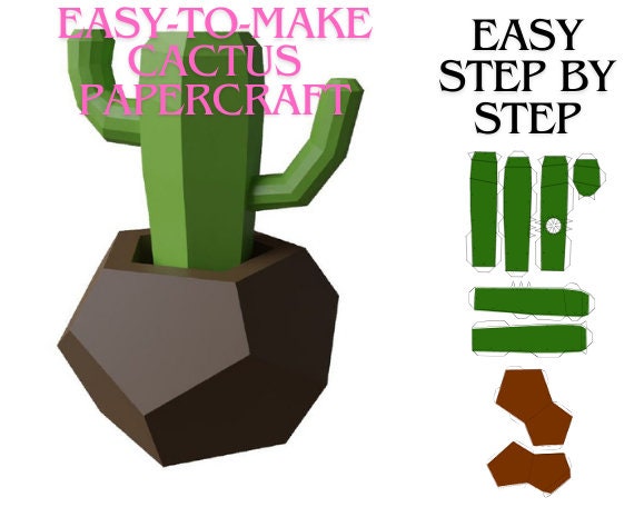 Kaktus Papercraft Vorlage, einfaches DIY Projekt (PDF und SVG) - Etsy.de