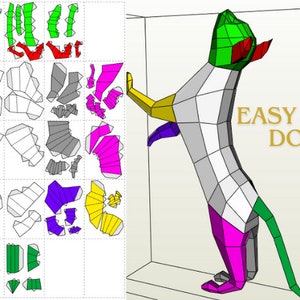 Gatto di carta/Modello PDF 3D/Animali di carta/Fai da te Low Poly/Arte 3D di carta fai da te/Statua di carta fai da te/Creazione di carta/Facile da fare passo dopo passo