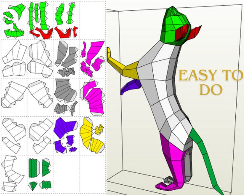 Cat Papercraft Template: Low Poly 3D Paper Statue (PDF) - Etsy