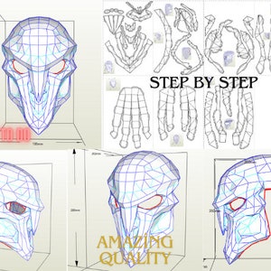 OW Reaper Mask Papercraft Wearable /Overwatch 3D Models Mask papercraft / foam template/ Download Now Make Your Cosplay Mask/ Overwatch mask