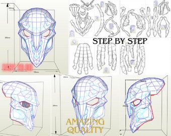 OW Reaper Mask Papercraft Template: Wearable 3D Model (Digital Download)