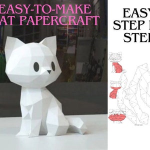 Kitten Papercraft Template, PDF, 3D Paper Model Cat, Home Decor, DIY craft, Papercraft 3D, Pepakura, Low Poly, Paper Sculpture, Animal