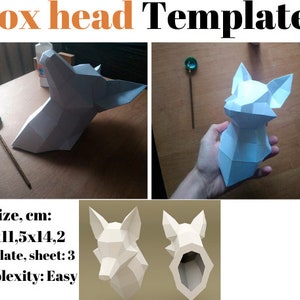 Fox Head Statue Wall Accessory / Fox Head making template Papercraft Template / Make a Papercraft fox step by step / Make home decor