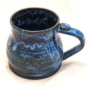 Laurie's Blue Abyss Coffee Mug, Handmade coffee mug, pottery mug, coffee mug, handmade pottery, pottery, mug, fat bottom mug,handmade mug