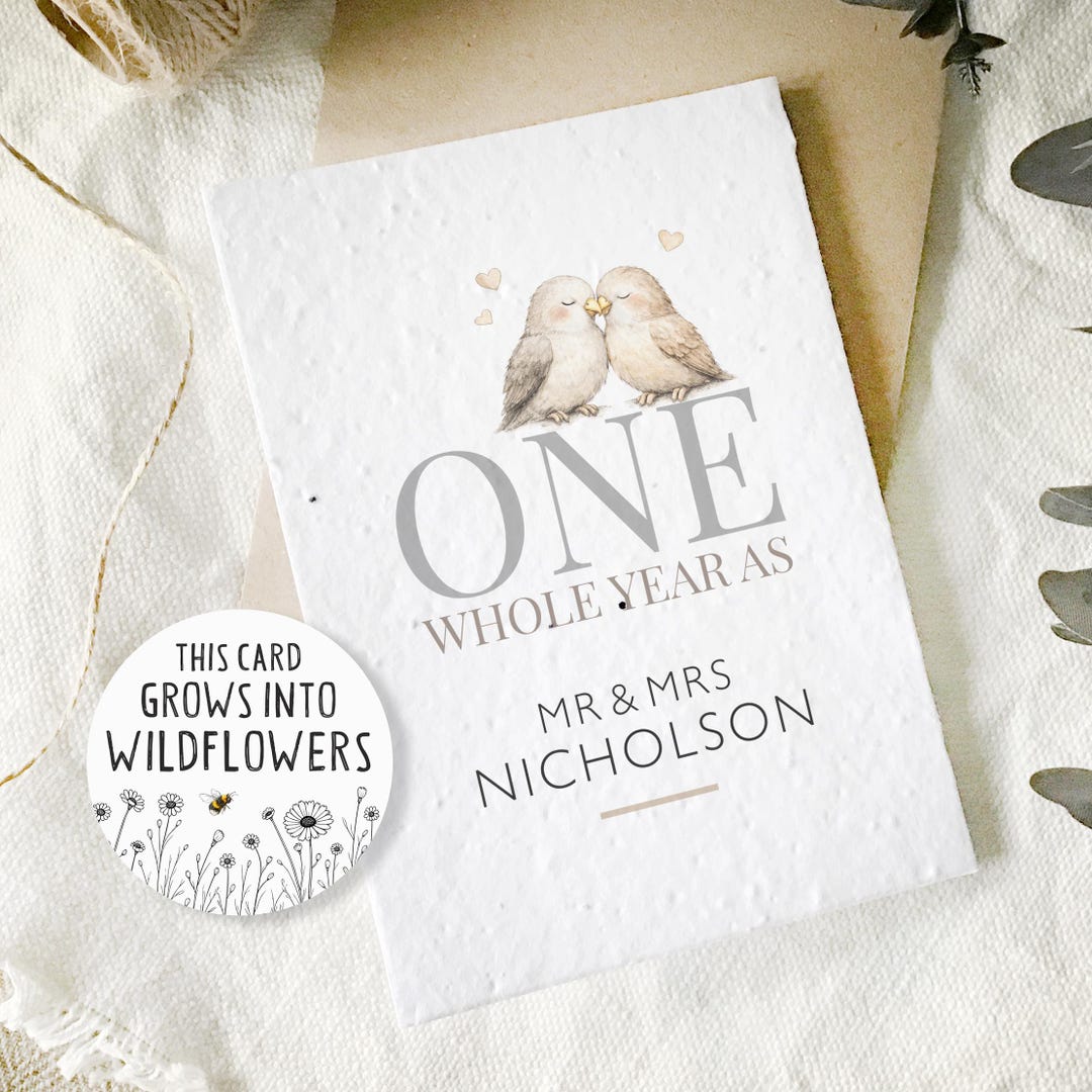 Personalised 1st Friend Anniversary Love Birds Card | Custom One Year ...