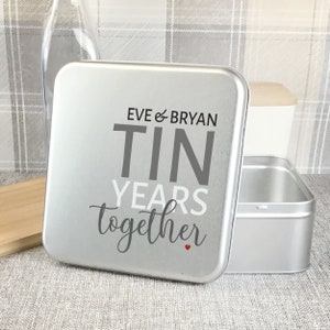10th Tin Anniversary Gift Personalised 10 Years Keepsake Funny Tin Gift  for Him Unique Tenth Wedding Anniversary Present