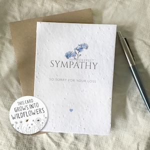 Thinking of you, sorry for your loss card | Forget-me-not condolences, bereavement | Sympathy for a friend | Plantable wildflower seed card