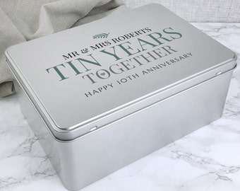 Tin years 10th wedding anniversary tin gift | 10th anniversary gift for him or her | 10 years | tenth anniversary | ten year anniversary
