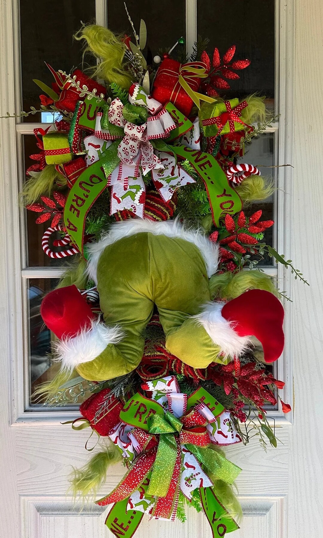Green Monster Wreath Grinch Double Door Swag Grinch Swag Etsy
