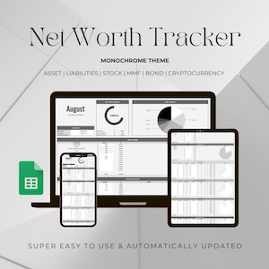 Net Worth Tracker Spreadsheet: Personal Finance, Stocks, Crypto (Digital Download)