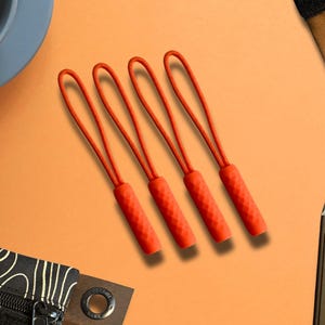 Zipper Nunchucks (4 Pack) Orange Color  - Zipper Pulls, Mini Lanyards, Rope Pulls - Awesome Hank Gear
