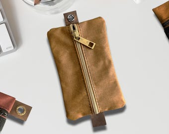 Organizador de lona encerada River (pequeño), varios colores disponibles. Diseño de dos compartimentos, lona resistente de 12 oz, cremallera YKK, 5.5" x 4" - Estuche EDC