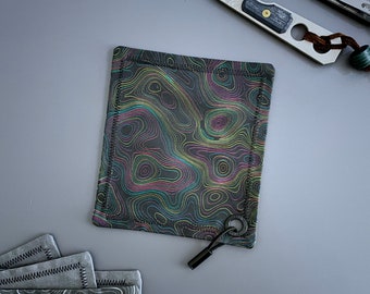 Midnight Topo Hank | Modern Handkerchief | Multicolored Dark Themed Topographic Style Hank with EDC Lanyard and Microfiber | Awesome Hank