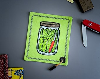 Pickle Hank | EDC Handkerchief | Pickle Jar and Swiss Army Knife Style Hank with EDC Lanyard and Microfiber | Awesome Hank