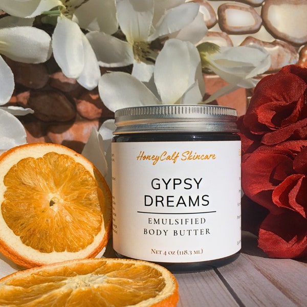 Tallow Emulsified Body Butter, Gypsy Dreams. Body Cream for Sensitive Skin, Natural Skincare, Floral Body Lotion, Skin Care Cream