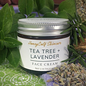 Tallow Face Cream, Tea Tree Lavender, Organic Skin Care Cream Face Moisturizer, Spa Gift For Her Tallow Lotion, Natural Skincare Products