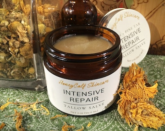 Intensive Repair Tallow Salve. Heal All Balm For Skin Barrier Repair, Beef Tallow Balm, Pine Tar Neem Oil Comfrey Salve Yarrow Salve