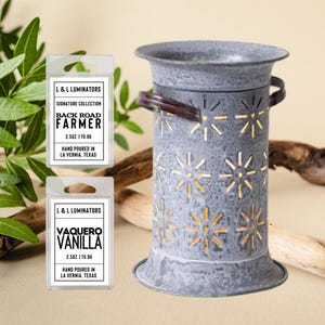 Wax Warmer Gift Set with 2 Wax Melt | Western Tin Wax Warmer | Housewarming gift | Realtor Closing Gift | Western Home Decor | Gift Set Idea