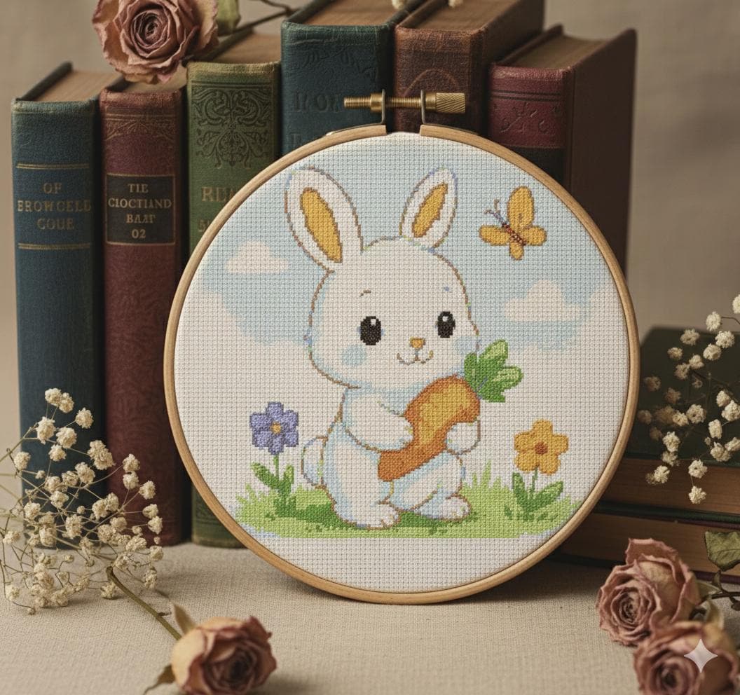 ウサギのクロスステッチ図案PDF、クロスステッチ図案、手刺繍、クロス