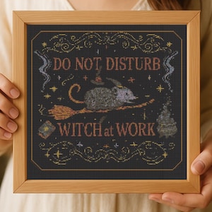 Mouse Witch Cross Stitch Pattern: Halloween Embroidery (PDF Digital Download)
