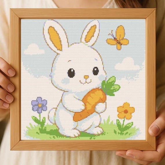ウサギのクロスステッチ図案PDF、クロスステッチ図案、手刺繍、クロス