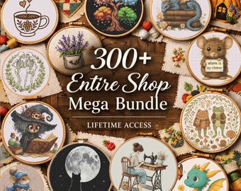 Entire shop mega bundle 300+ cross stitch pattern  lifetime access Christmas Halloween witchy cottagecore embroidery instant download pdf