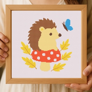 Hedgehog art work - cute hedgehog igel - pattern keeper pdf - otter cross stitch- sweater cross stitch - Punto de cruz patron- Punto croce