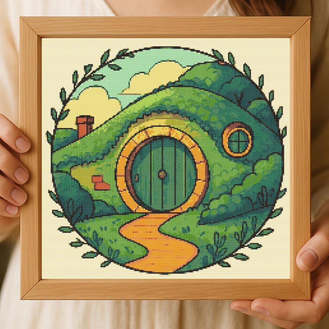 Hobbit House Cross Stitch Pattern - Cozy Fantasy Cottage Embroidery Pdf ...