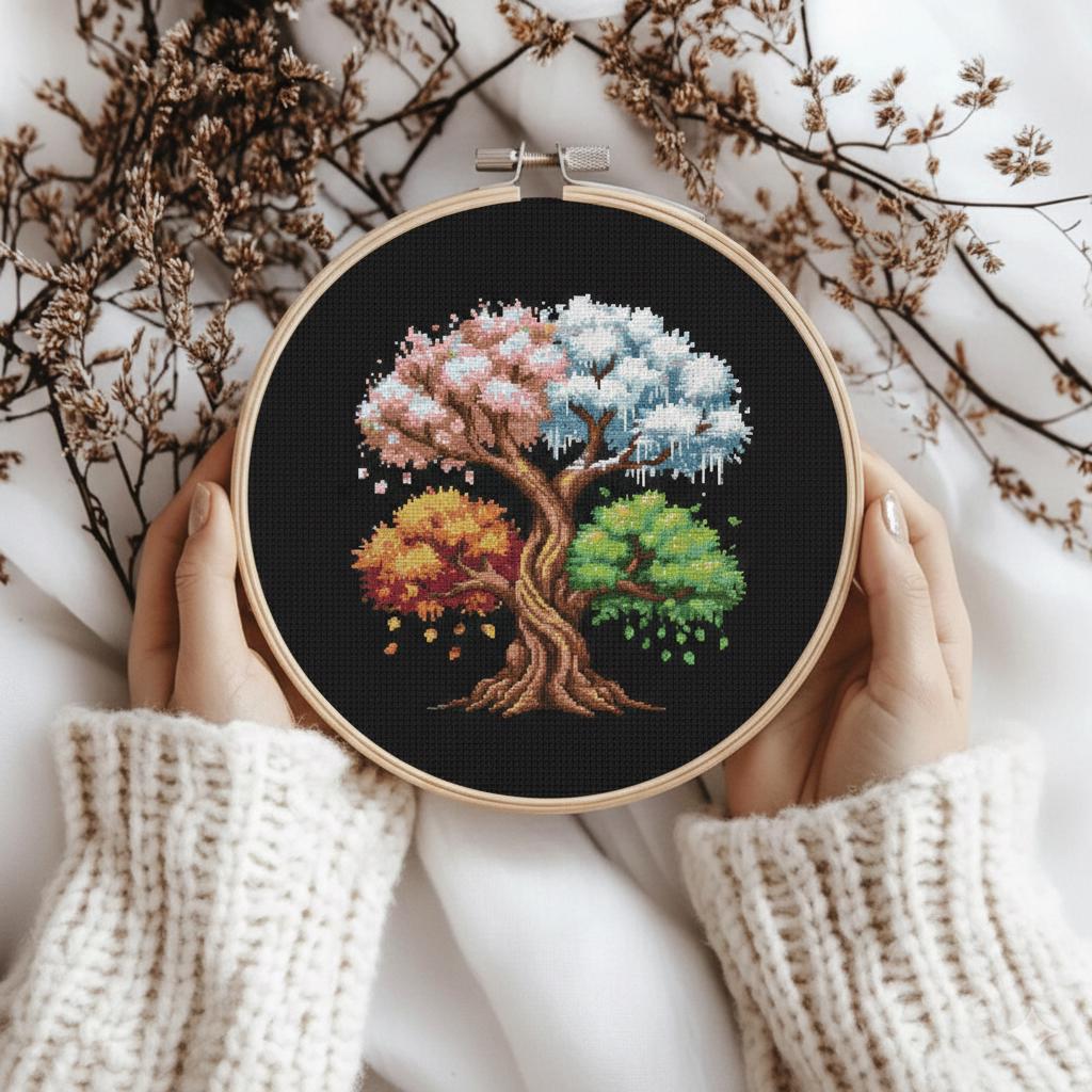 Four Seasons Tree Cross Stitch Pattern - Spring , Summer , Autumn ...
