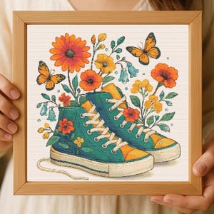 Floral Sneakers Cross Stitch Pattern: Beginner Friendly (PDF Pattern)