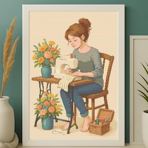 Women cross stitch pdf digital download- Punto croce- Ponto cruz grfico - saga pattern-yermakova - kawaii cross stitch- beginner c stitch