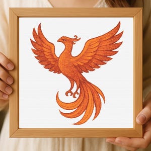 Phoenix Cross Stitch Pattern: Fantasy Bird Embroidery Design (Digital Download)