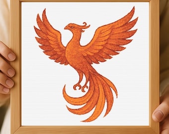 Phoenix Cross Stitch Pattern: Fantasy Bird Embroidery Design (Digital Download)