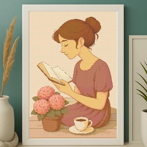 Women cross stitch pdf digital download- Punto croce- Ponto cruz-home decor xstitch- saga pattern- Ponto de cruz grfico-lotus flower pattern
