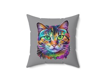 Graffiti Calico Cat Square Pillow