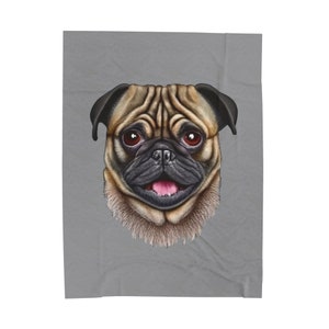 Samt Mops Plüschdecke