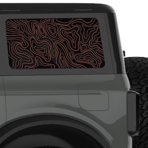 Colored Topographic Map Quarter Window Decal. Fits Ford Bronco Stickers 2021+. Best Gift For Bronco Accessories. No Trimming Required.